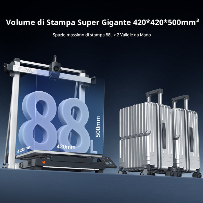 Stampante 3D Anycubic Kobra 3 Max Combo, stampa multicolore ad alta velocità 600 mm/s, ampio volume di stampa 420x420x500 mm