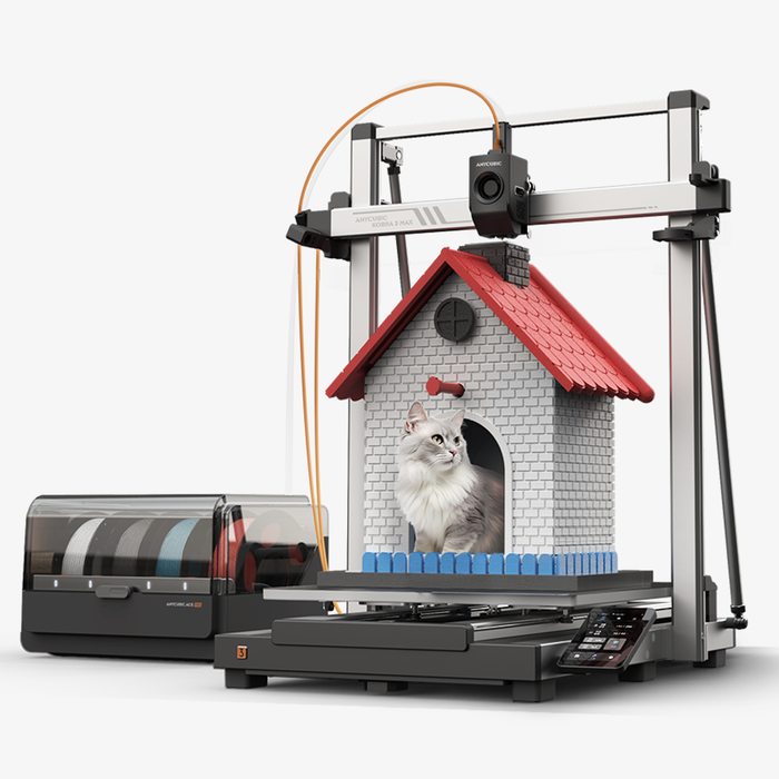 Stampante 3D Anycubic Kobra 3 Max Combo, stampa multicolore ad alta velocità 600 mm/s, ampio volume di stampa 420x420x500 mm